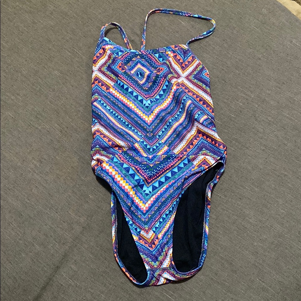 Jolyn Clothing Blue and Pink Athletic One Piece Swimsuit